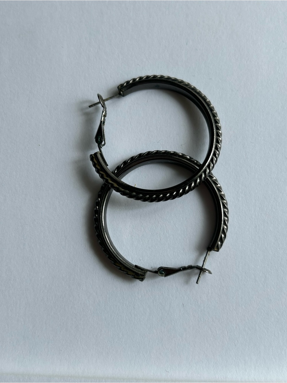 Twisted Black Hoop Earrings - 1 1/2” diameter
